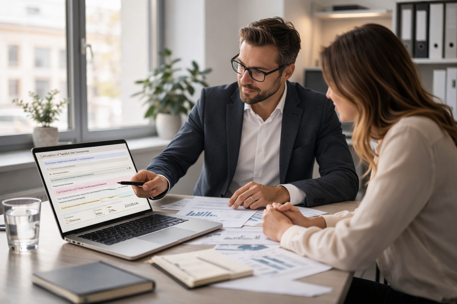 Advisor reviewing an Amanda compliance report with a client